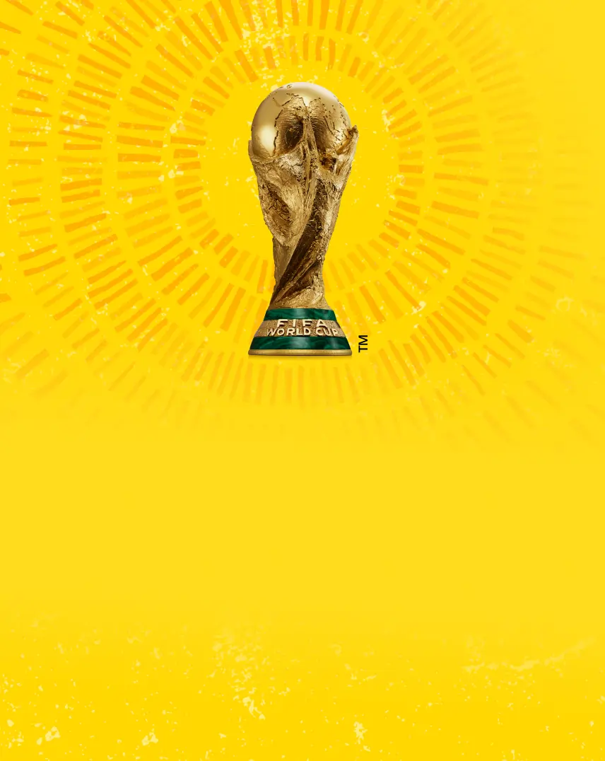 Copa del mundo con fondo dorado